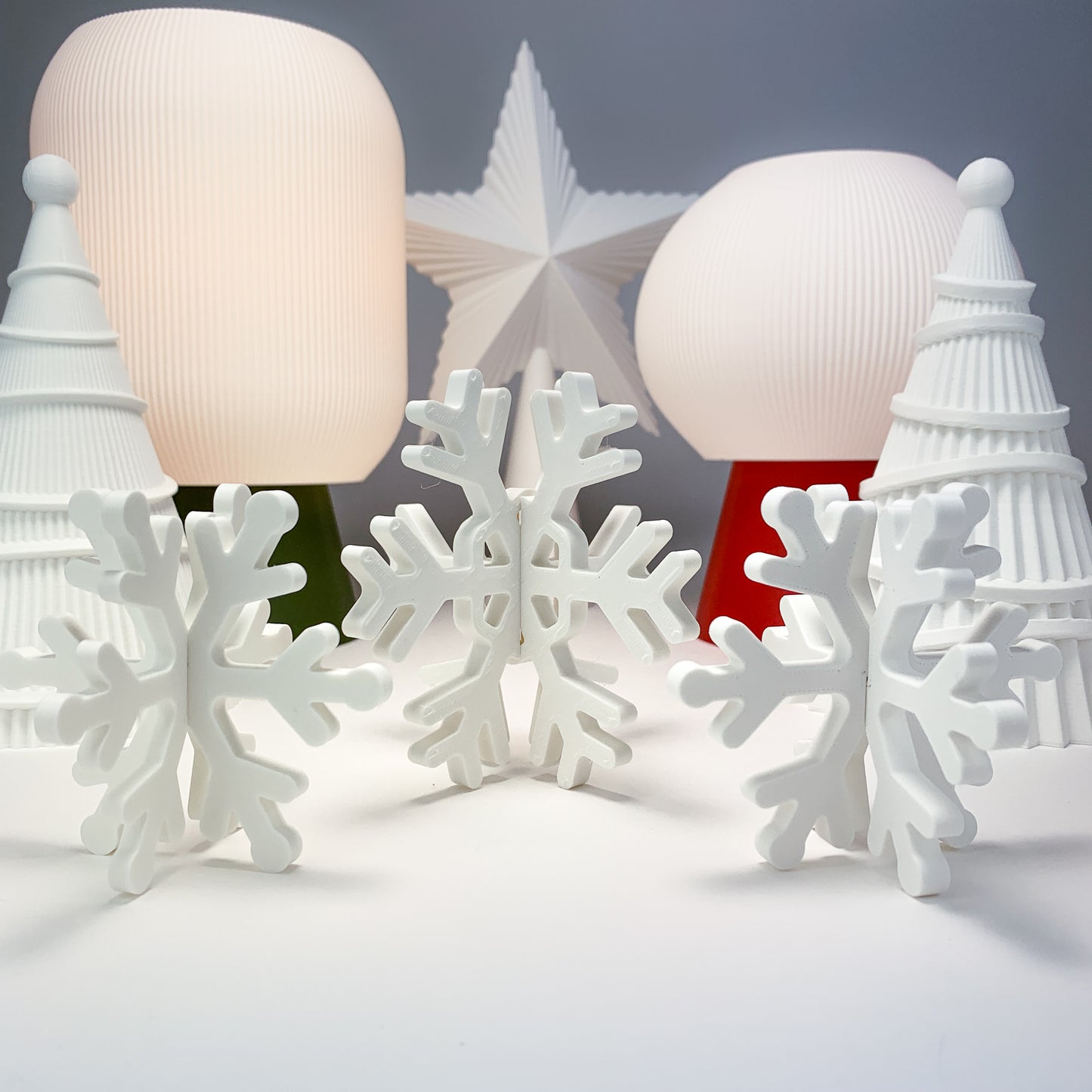 Snowflakes Decor (Set of 3) - Christmas Card Holder - Christmas Tree Ornaments - Simple Snowflakes - Modern Christmas Decor - Honey and Ivy