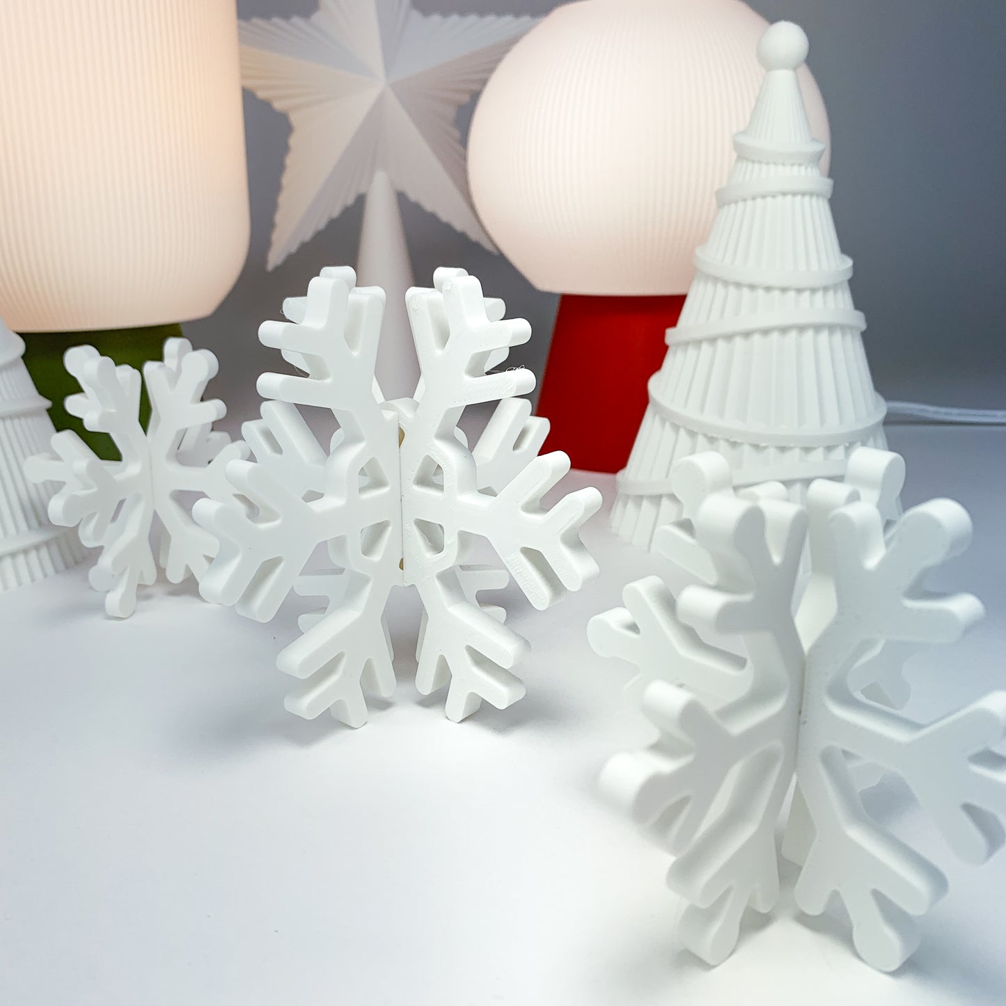 Snowflakes Decor (Set of 3) - Christmas Card Holder - Christmas Tree Ornaments - Simple Snowflakes - Modern Christmas Decor - Honey and Ivy